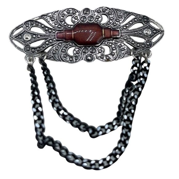 Vintage Victorian looking enamel dropping chains brooch. - Picture 1 of 7